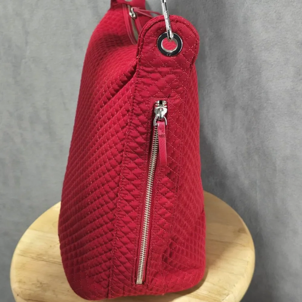 Vera Bradley‎ Hobo Shoulder Bag Purse  True Red Quilted Side Pocket 14x12x6